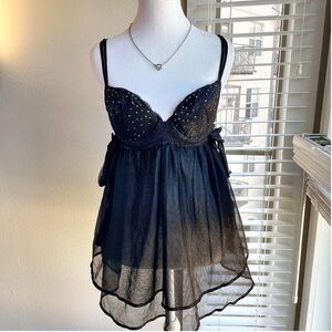 Y2K sheer babydoll top